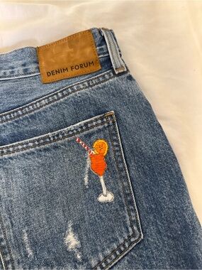 CUSTOM Aperol Spritz Embroidered Denim Shorts